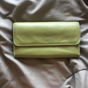 Green genuine leather wallet